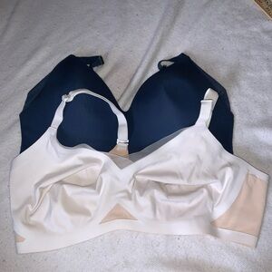 Knix Wing Woman Navy Blue Wireless Bra Size 7 & HONEYLOVE BRA lot 38 C/D White